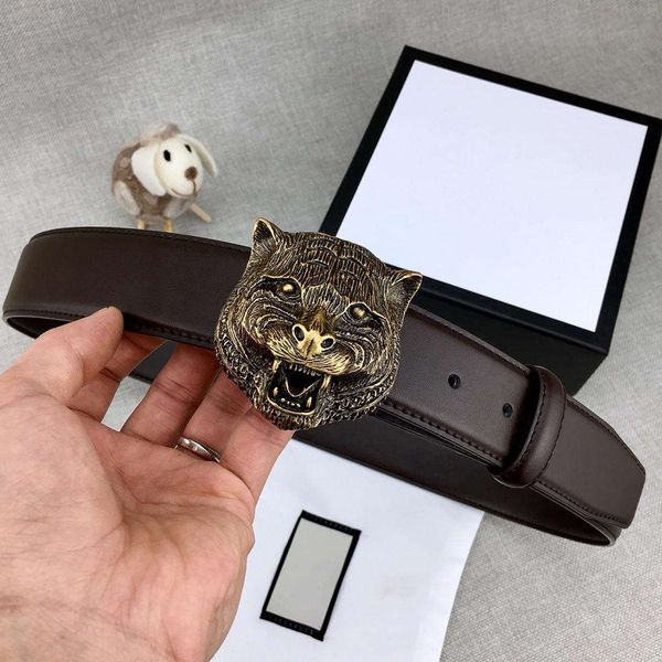 

модные темные головы тигра дизайнерские ремни роскошные ремни для мужчин и женщин стиль ремня повседневная гладкая пряжка ширина 38 мм высок, Black;brown