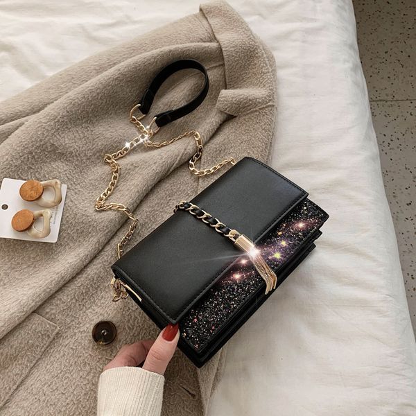 

sequin tassel shoulder bag women handbags sac casual fashion clutch totes messenger bags evening crossboday pu leather 2020 new