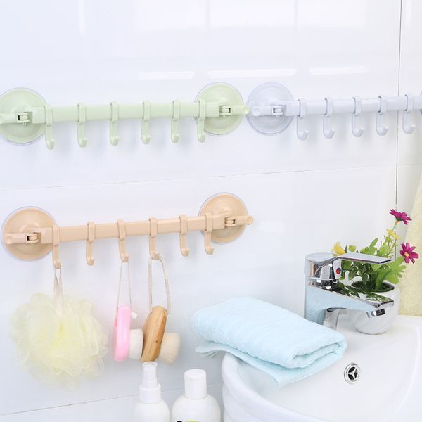 

6 even row of hooks strong adhesive hook kitchen wall hanging, bathroom nail-seamless rack hanger hook shelves #yj