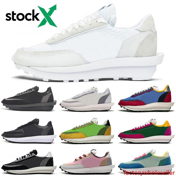 

sacai ldv ld waffle stock x men women running shoes ldwaffle black white nylon varsity bblue outdoor mens trainers sports sneakers runners