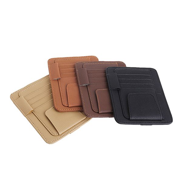 

2018 sun visor car tools cardholder multi-function glasses pen document clip beige