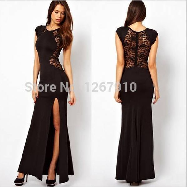 

women xxxxl plus size black lace evening party long 2019 bodycon split red brief dress vestido de festa longo for prom wedding, Black;pink