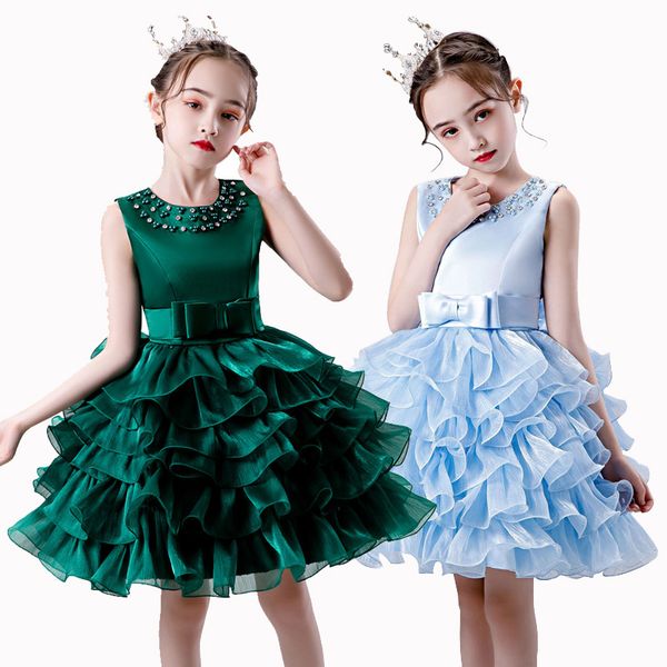 

длина колена платья девушки цветка свадьба день рождения, White;blue