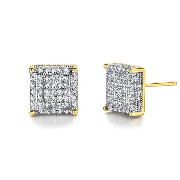 

fashion zircon earrings europe and diamond full diamond square earrings earrings jewelry gold / rose gold crystal jewelry shiny wild, Golden;silver