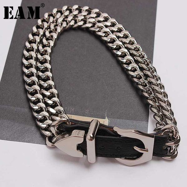 

eam] 2020 new spring summer pu leather chain split joint personality women accessories bracelet fashion tide all-match jt750, Black