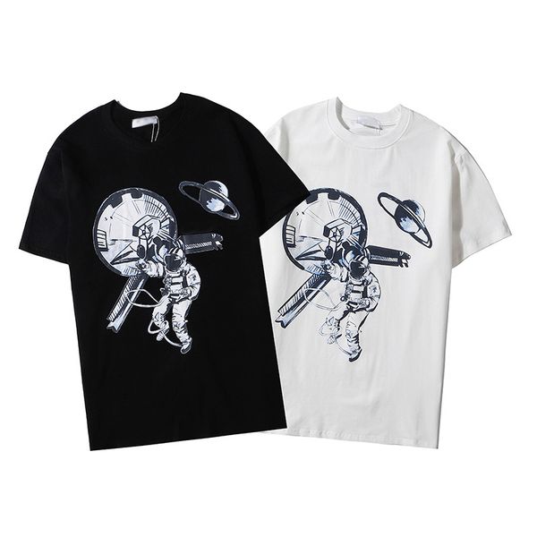 

men's & women's t-shirt 2020 summer new mens casual shirts with astronaut print fashion men breathable tshirt 2 colors size s-2xl, White;black