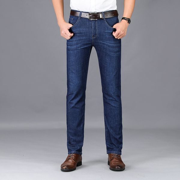 

manufacturers men's wear casual business jeans men thin trousers elasticity middle-aged men's straight-leg pants 205, Blue