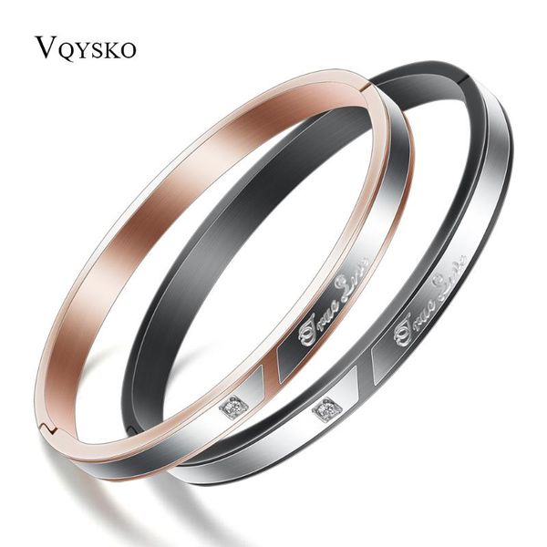 

casual stainless steel couple bangles fashion sporty + cubic zirconia women men jewelry gift charms, Black