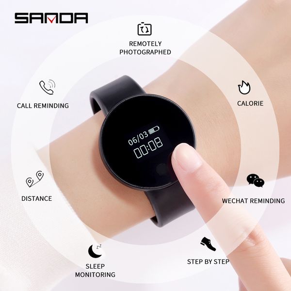 

sanda smartwatch for ios android bluetooth men watch women intelligent watches pedometer sport fitness bracelet digital clock, Slivery;brown