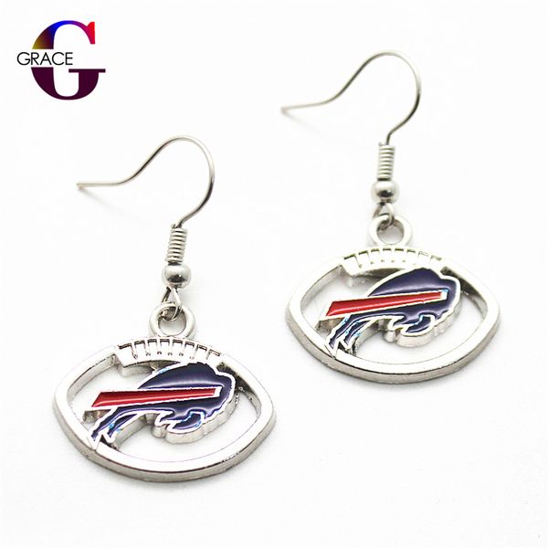 

10 pair/lot football team sports earring charms long ear hook drop earrings for women diy jewelry, Silver