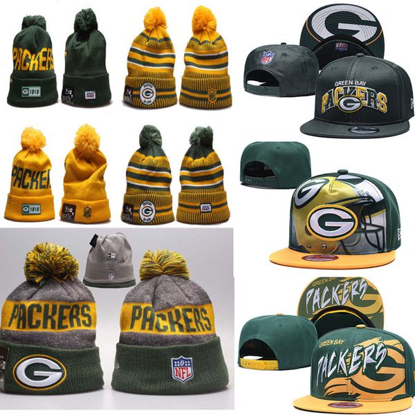 

new green winter beanies adjustable bay cuffed hats embroidery 100th hip hop knit mens women packer sports skull caps, Black;white