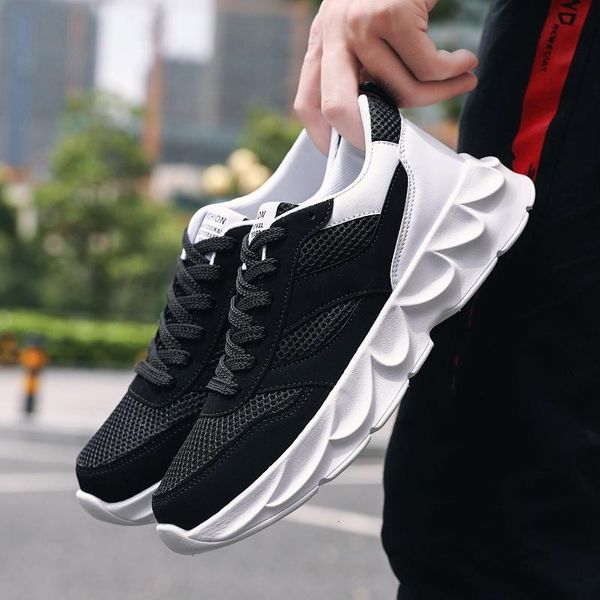 

fashion mens casual shoes lace-up breathable sneakers men walking shoes male outdoor jogging comfortable soft zapatillas hombre sh190926, Black