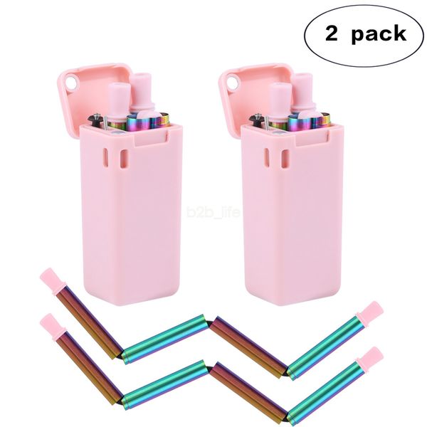 

Collap ible reu able tainle teel traw metal traw foldable drinking traw and cleaning bru h and portable ca e 2pc lot ljja2710