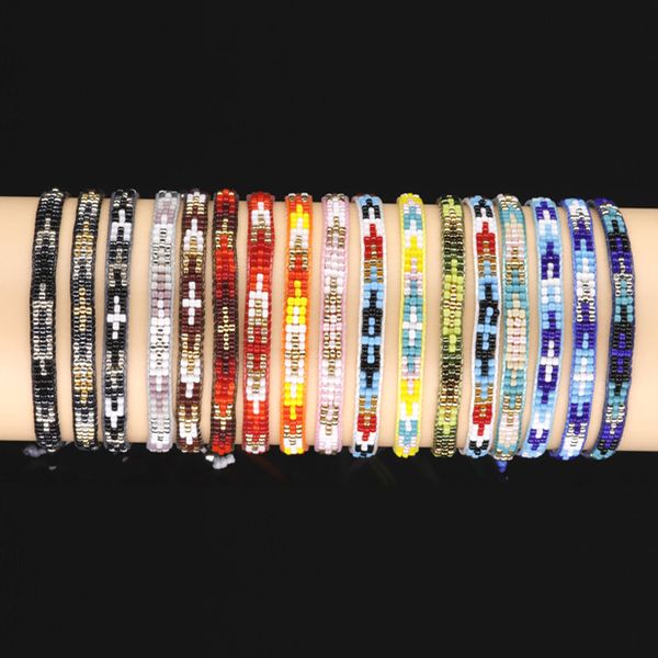 

g.ycx fashion color mixed beaded miyuki bracelets pulseras handmade friendship braided rope cotton weave bracelets bohemian gift, Black