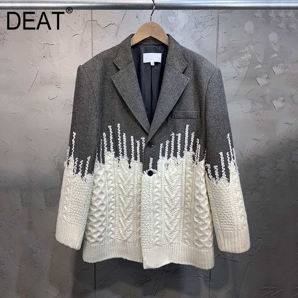 

deat 2019 new spring fashion high street jacket patchwork contrast colors full sleeve single breasted loose jacket wd24302l, Black;brown
