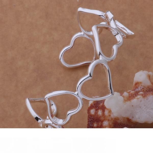 

10pcs lot gift factory price wholesale new 925 sterling silver 8 heart bracelets bangle jewelry 1291, Black