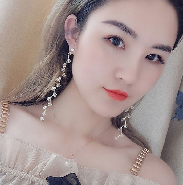 

fashion new style earrings women's elegant south korea cool versatile long fashion earrings immortal online celebrity pendant ta, Silver