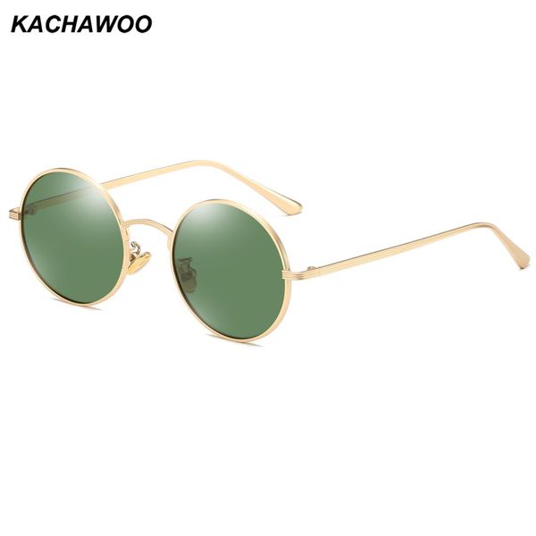 

kachawoo round polarized sunglasses for women metal gold green retro sun glasses man driving full rim style eyewear, White;black