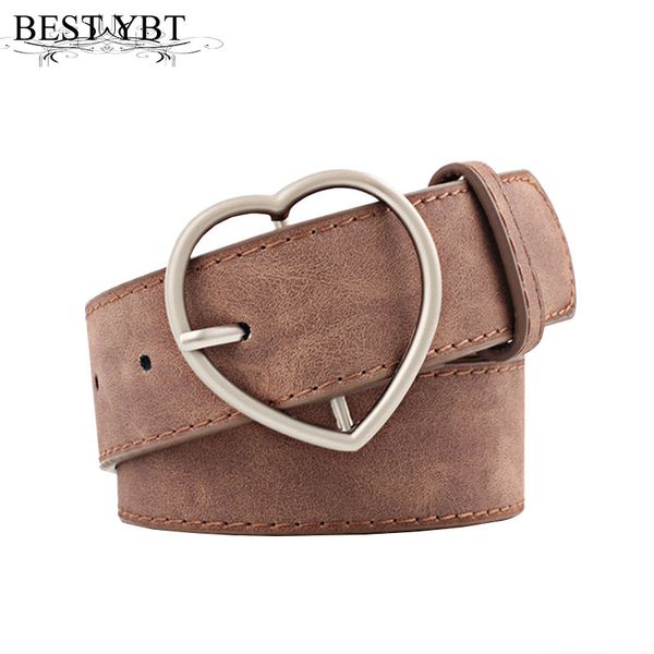 

ybt women imitation leather belt alloy heart pin buckle belt wide waist dress jeans decoration female, Black;brown