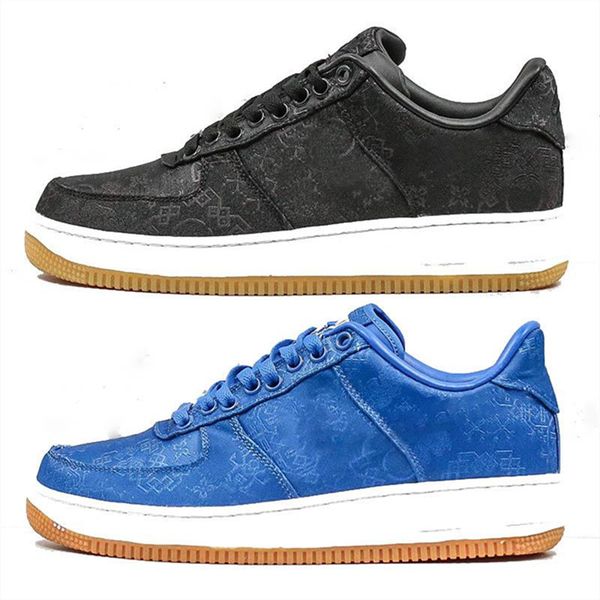 

2020 clot x forced 1 premium silk skateboard shoes low game royal blue silk white designer shoes fashion sport trainer man womans sneakers, White;red