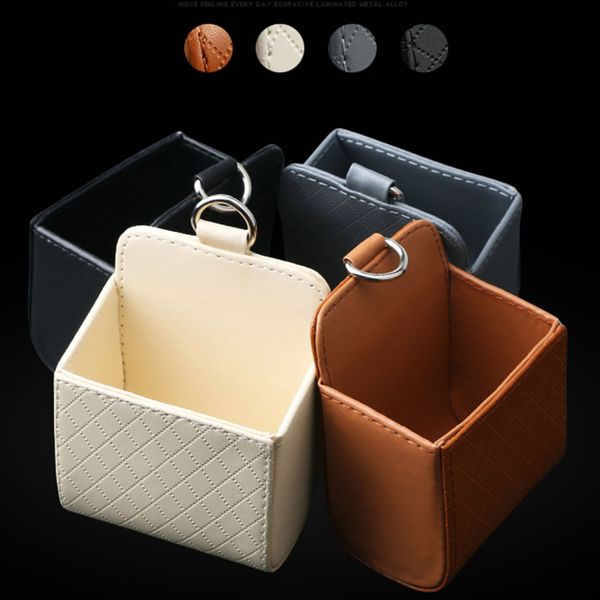 

auto air vent organizer box pu leather car mobile phone keys storage bag automotive hanging pocket
