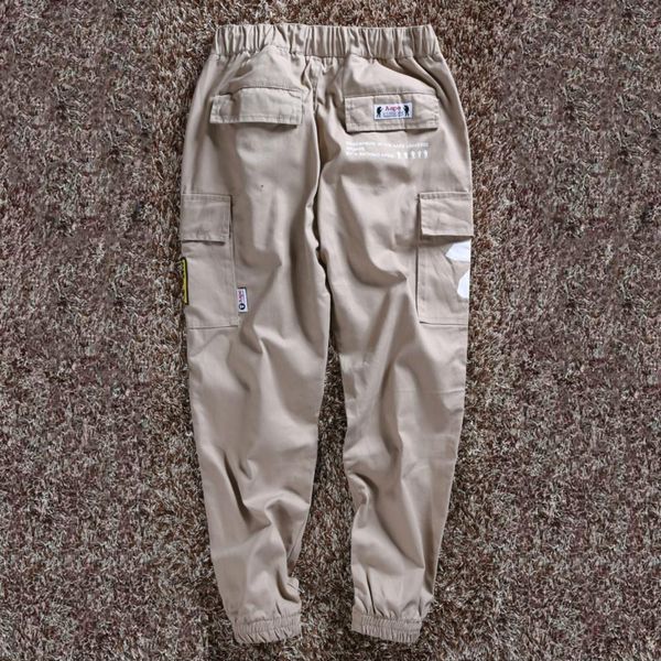 

designer mens pants autumn style brand pants pattern printed mens casual solid pocket pants fashion brand sport long trousers joggers 2020, Black