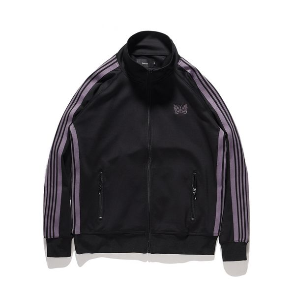 

japanese designer butterfly print women men track jacket sets hiphop high street clothing men jackets 2018, Black;brown