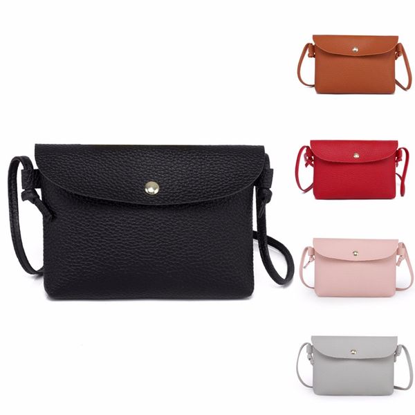 

2019 fashion women pure color cross body bag simple handbag pu plaid messenger bag shoulder small square package