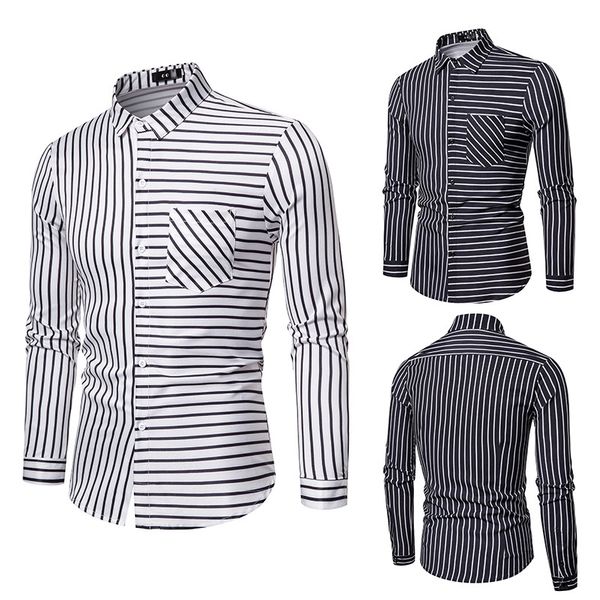 

mens designer casual shirt striped print berry 2020 spring mens long-sleeved cotton shirt solid mens casual shirt fashion social clothing, White;black