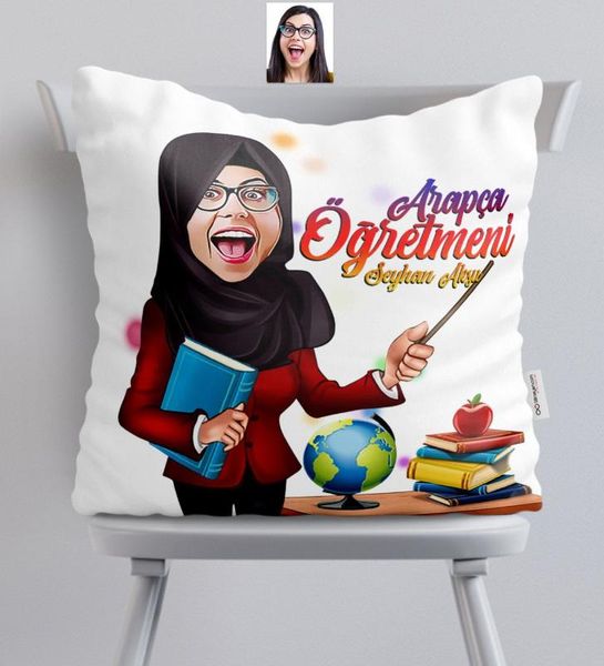 

personalized veil lady teacher caricature of satin pillow-1 pillow case