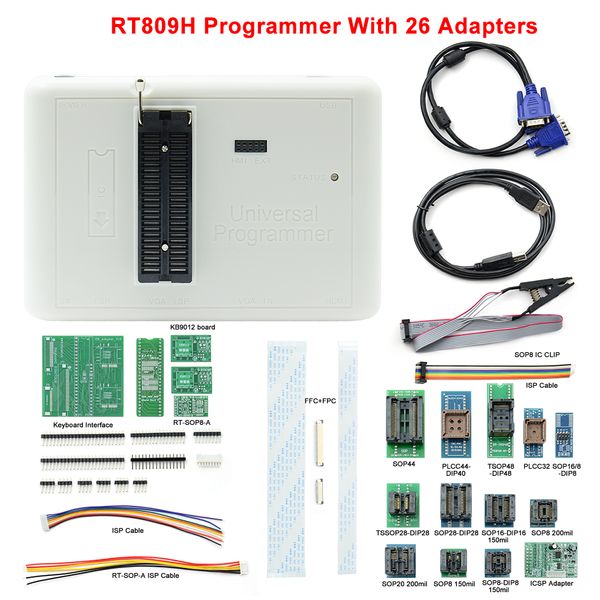 

new original rt809h emmc-nand flash extremely fast universal programmer with 26 adapters