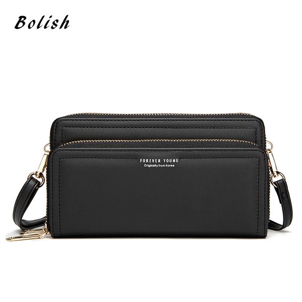 

women zipper handbag sling bag large capacity portable leather long wallet purse casual organizer wallets for ladies