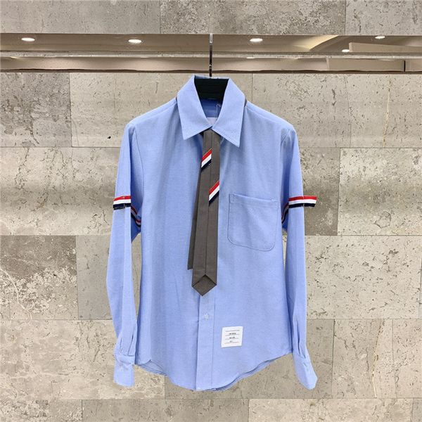 

with tie new luxurious brands design thom tb browne blue blouse shirt outfit men women outdoor streetwear sweatshirts hoodies, Blue;black