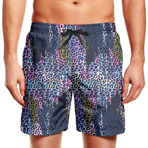 2020 Mens Swimming Trunks Blue Leopard Print Running Beach Board Shorts