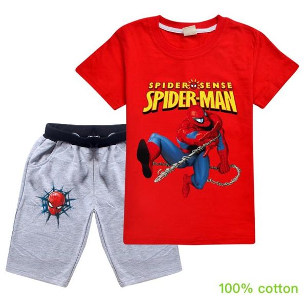 

4-15years boys clothes cotton t shirt pants 2 piece children clothing set summer kids short sleeve suit clothes, White