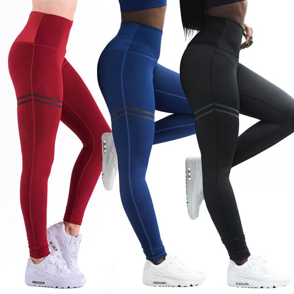 

women sport leggings fitness high waist printed yoga sports stretch workout training pants elasticity running tights athletic gy, White;red