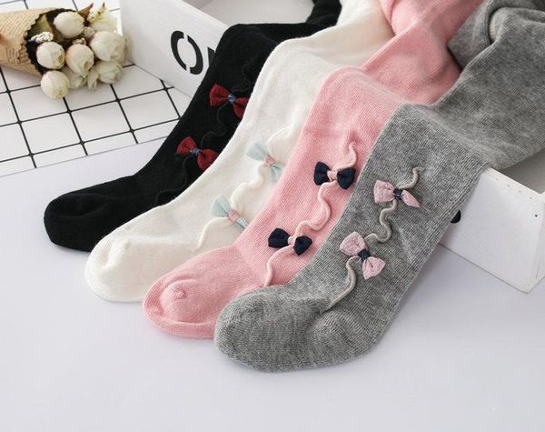 

2019 baby stuff infant kid girl bowknot cotton warm tights stockings autumn winter white black grey pink solid stockings 1-3y, Blue