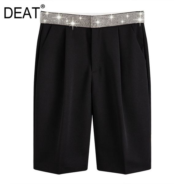 

women's pants & capris deat 2021 summer fashion women clothing high waist sequins elastic slim half length black bike wl9101l, Black;white