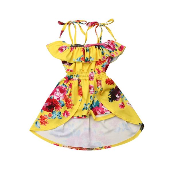 

pudcoco 2019 summer newborn kids baby girls flower off shoulder romper dress shorts outfits yellow, Red;yellow