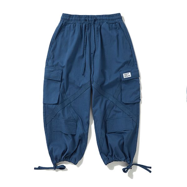 

high street 2019 harajuku vintage pockets ankle length cargo harem pants mens casual joggers baggy tactical trousers sweatpants, Black