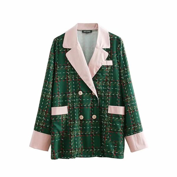 

a0905t8 europe and america 2018 fall new collar collar coloured lattice retro fashion coat 1253, Black;brown