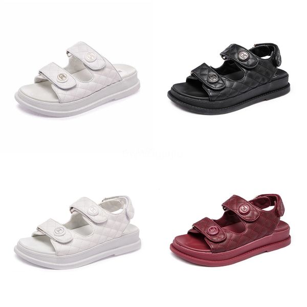 

casual shoes flat 2020 soft slides black brown slip on slippers beach flip flop runway women sandals leather summer white#316