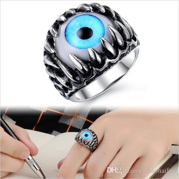 

opk rock punk party gothic opal design superman ring personalized green blue cat's eye vintage men finger jewelry ornament 431, Golden;silver