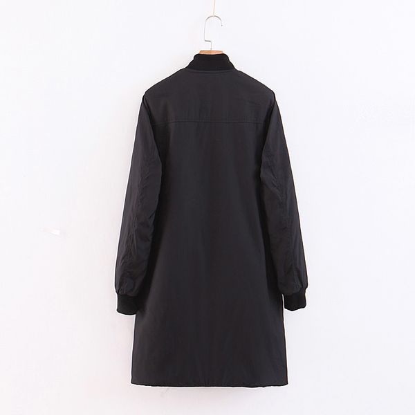 

2018 autumn and winter new black loose long section pilot cotton coat women long sleeve zipper cotton coat