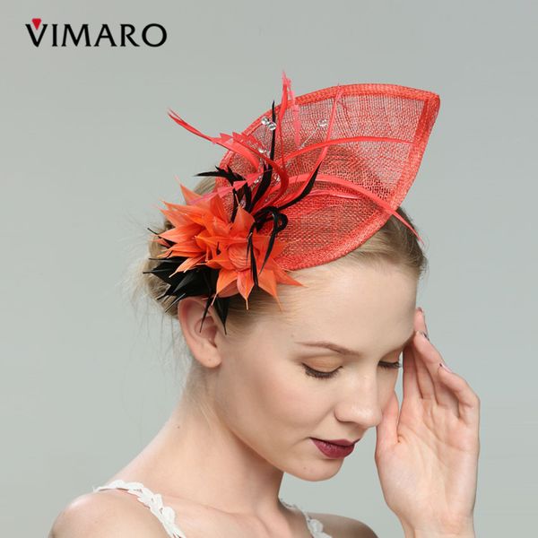 2020 Wholesale Orange Hair Fascinators Hats For Women Elegant