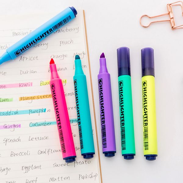 

1pc/8pcs/set 13.5cm triangle pole highlighter marker fluorescent pen kids painting supply student stationery doodle pen, Black;red