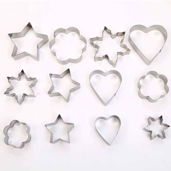 

3pcs/set heart snowflake blossom plum shape stainless steel egg cookie cutter cake frying baking mould kithchen tools iwrlr