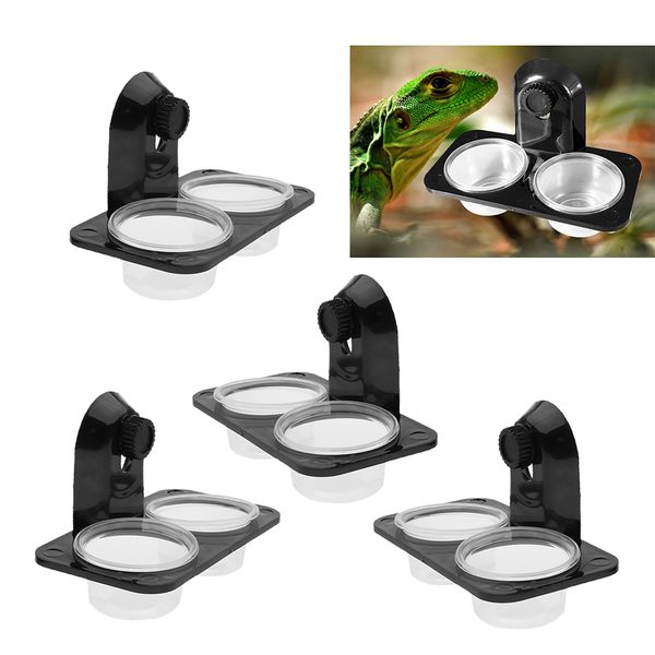 

4 pcs dual reptile feeding bowl screw food & water dish for gecko, lizard, etc
