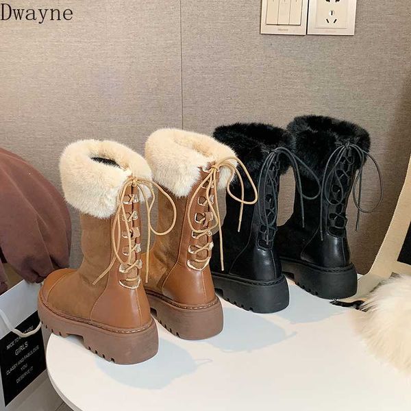 

in the tube snow boots female 2019 winter new thick-bottom boots thick warm plus velvet cotton women, Black
