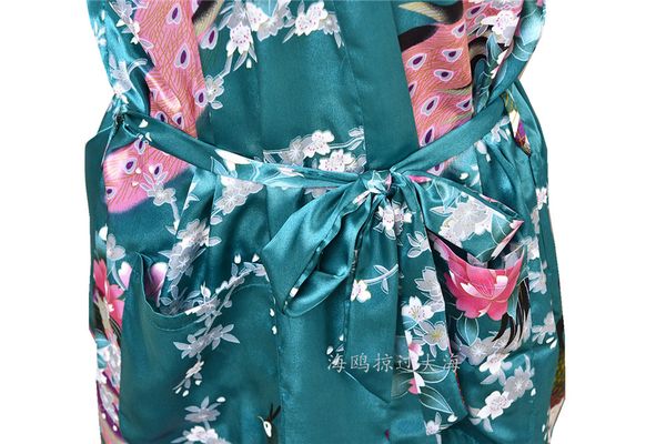 

drak green femmes rayon robes gown kimono yukata chinese women lingerie flower sleepwear plus size s -xxxl, Black;red